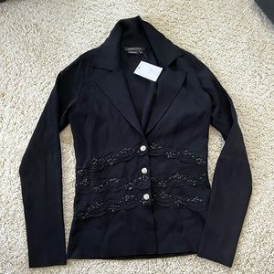 New BCBG maxazria jacket blazer cardigan sweater lace sequin dress button xs 0 2